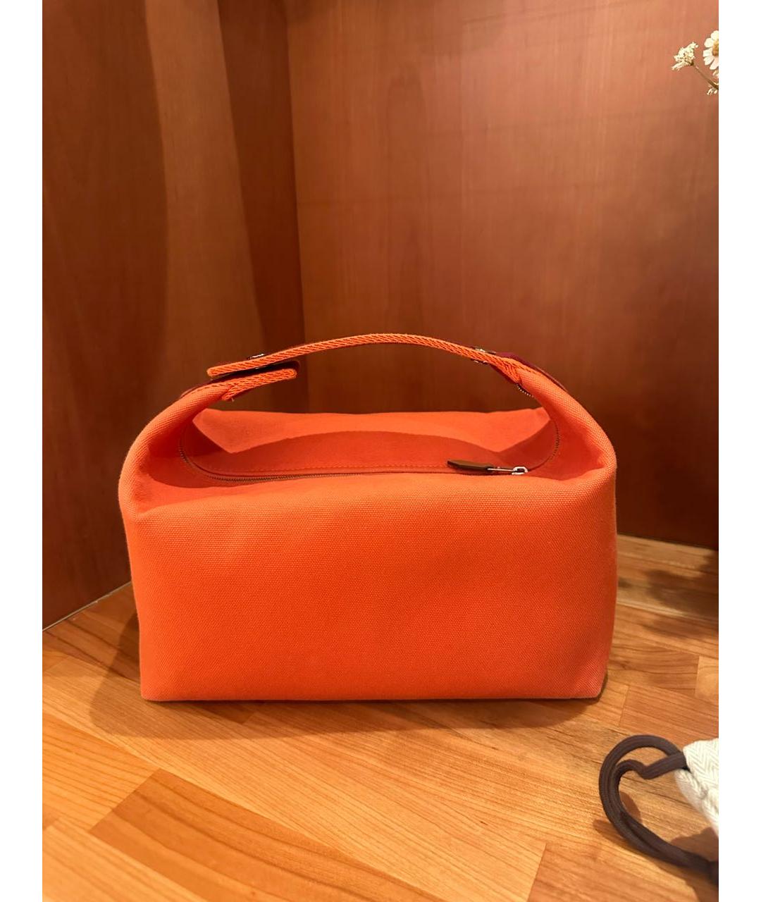 HERMES Оранжевая хлопковая косметичка, фото 2