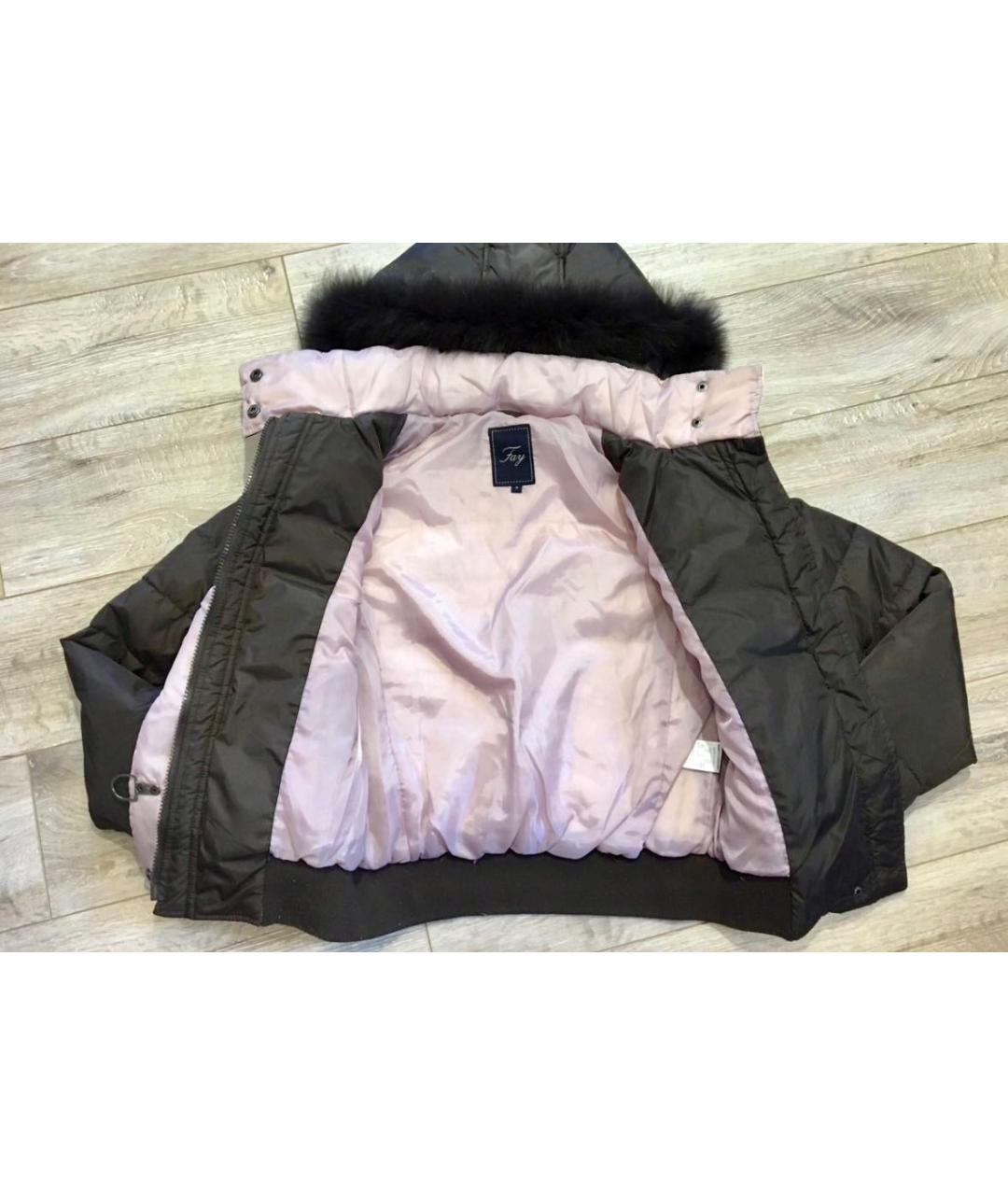 FAY Коричневый полиэстеровый пуховик, фото 3