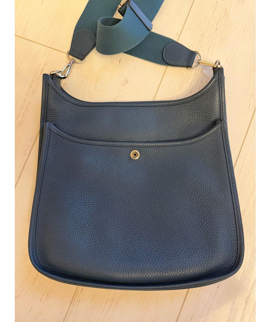 HERMES Синяя кожаная сумка через плечо, фото 3