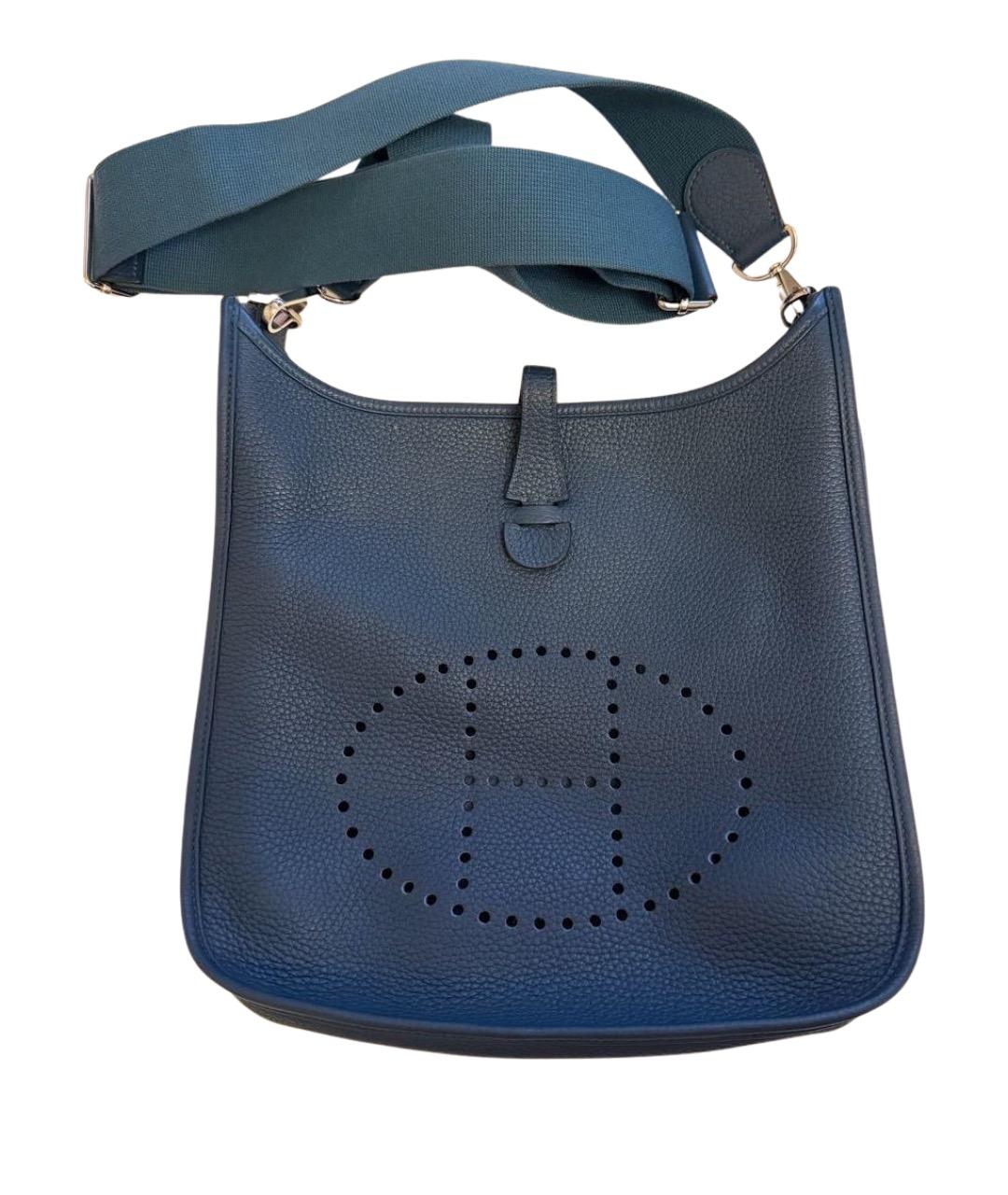 HERMES Синяя кожаная сумка через плечо, фото 1