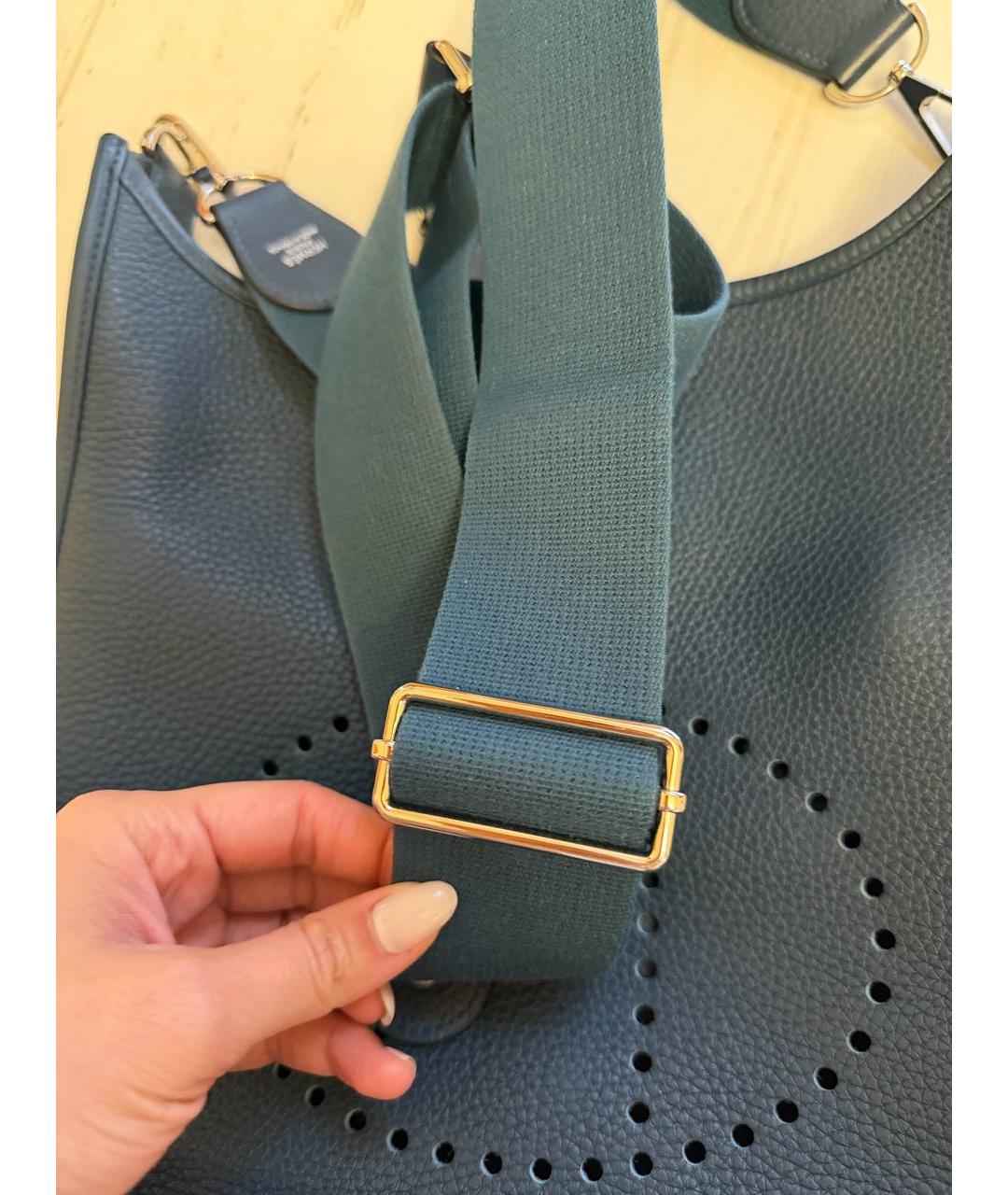 HERMES Синяя кожаная сумка через плечо, фото 5