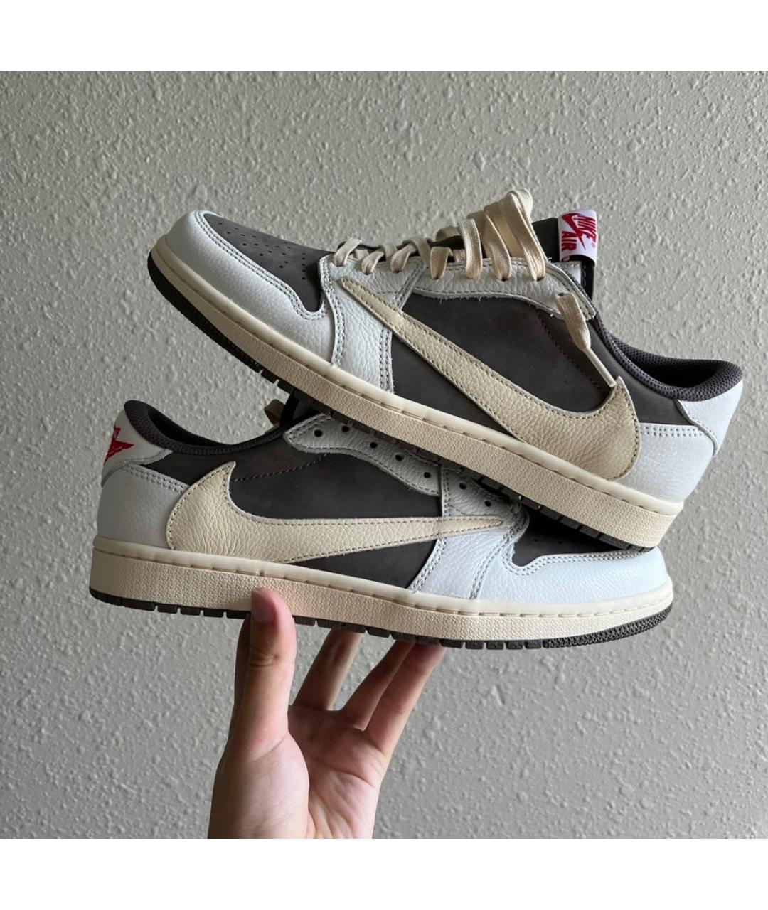 JORDAN Бежевые кожаные низкие кроссовки / кеды, фото 6