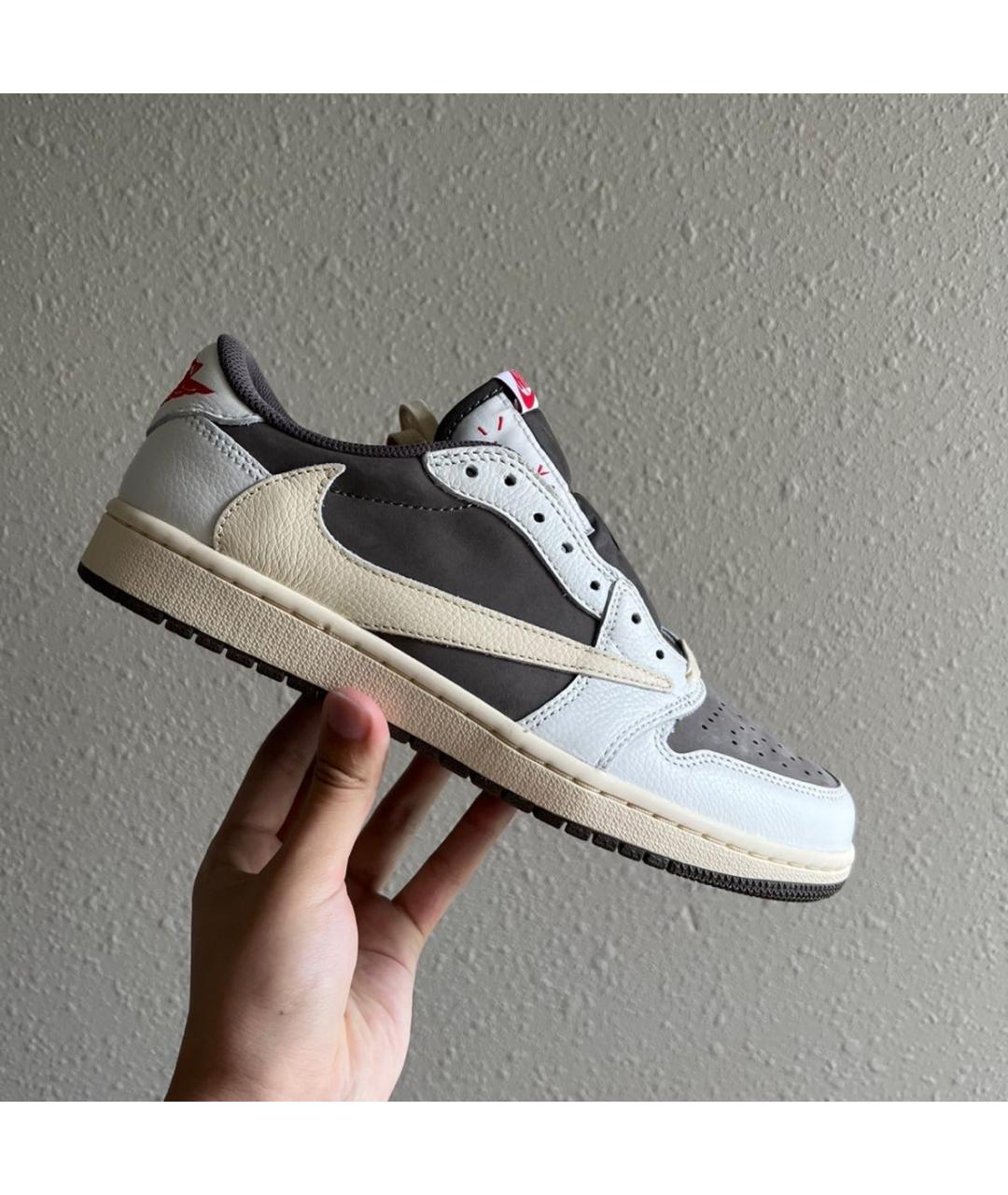 JORDAN Бежевые кожаные низкие кроссовки / кеды, фото 5