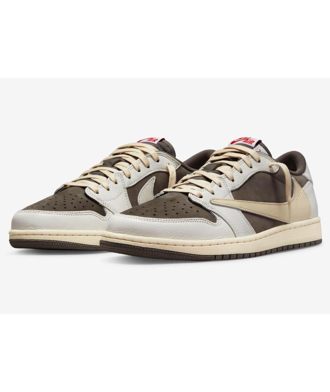 JORDAN Бежевые кожаные низкие кроссовки / кеды, фото 2