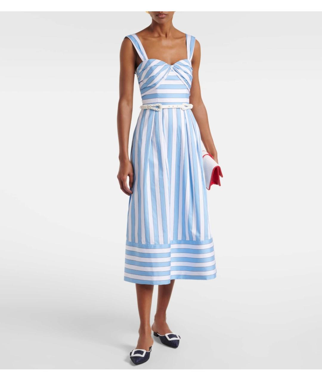 REBECCA VALLANCE Голубое хлопковое коктейльное платье, фото 2