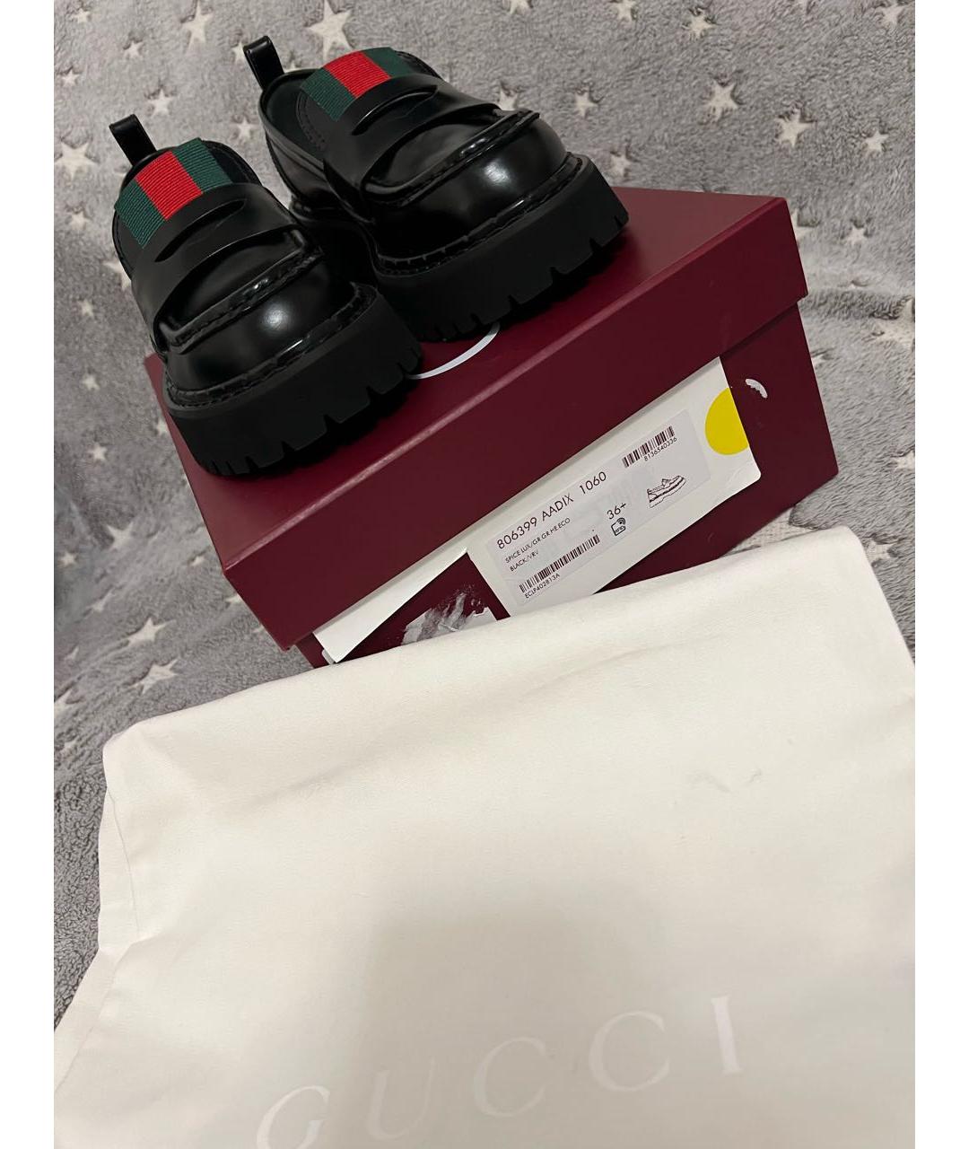 GUCCI Черные кожаные лоферы, фото 6