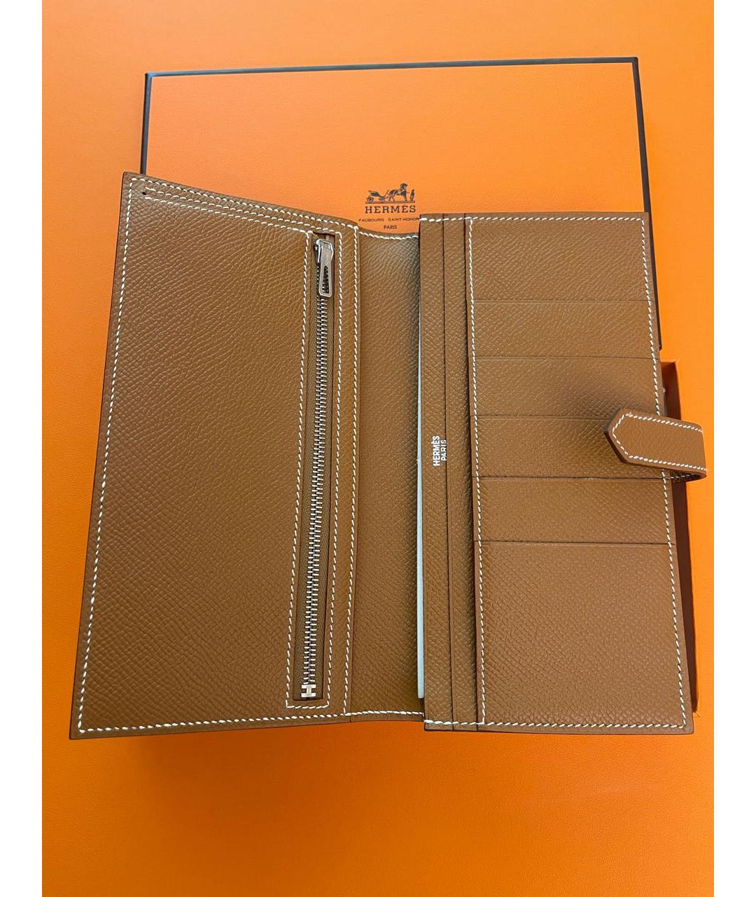 HERMES Коричневый кожаный кошелек, фото 4