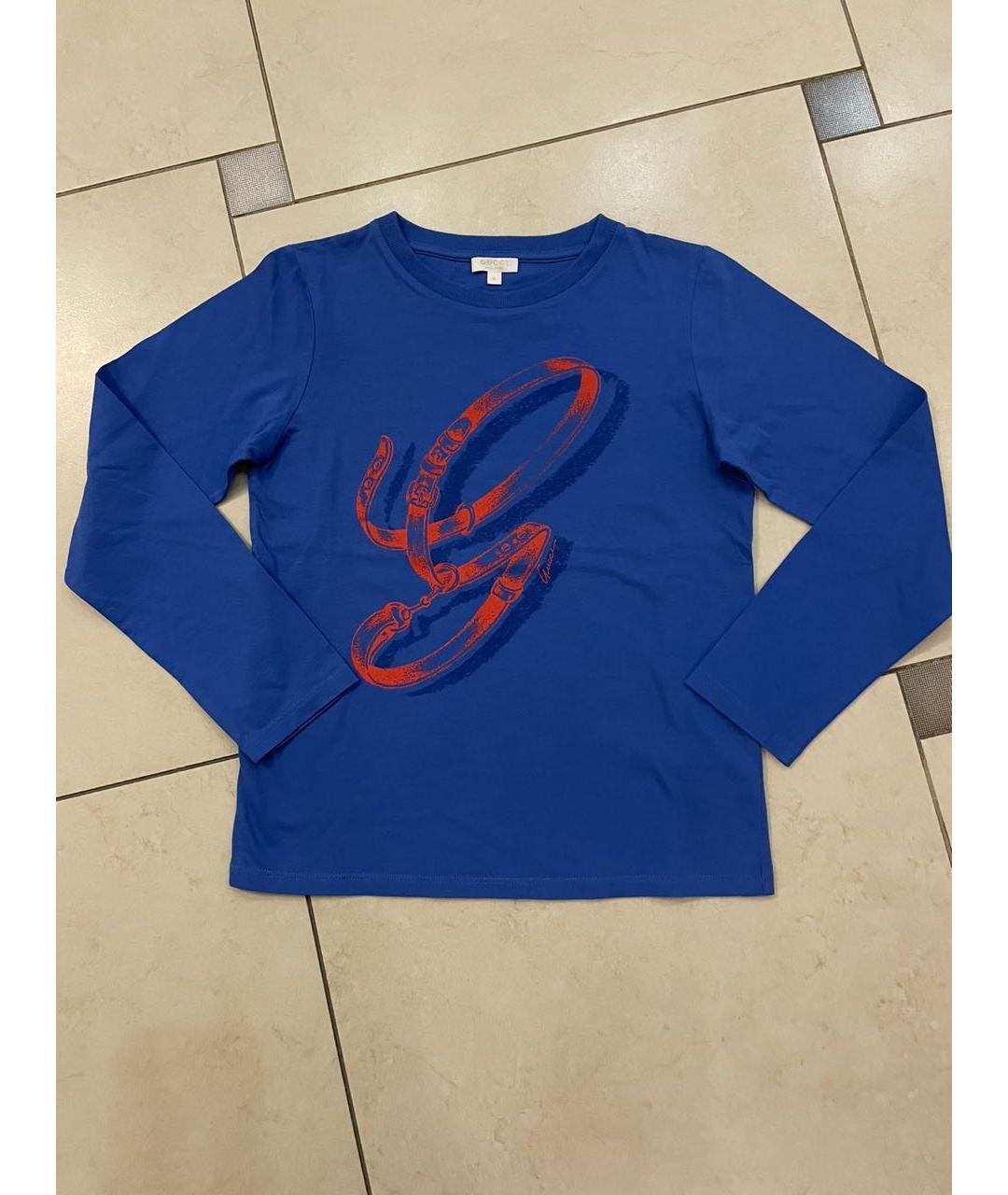 GUCCI Синяя хлопковая детская футболка, фото 6