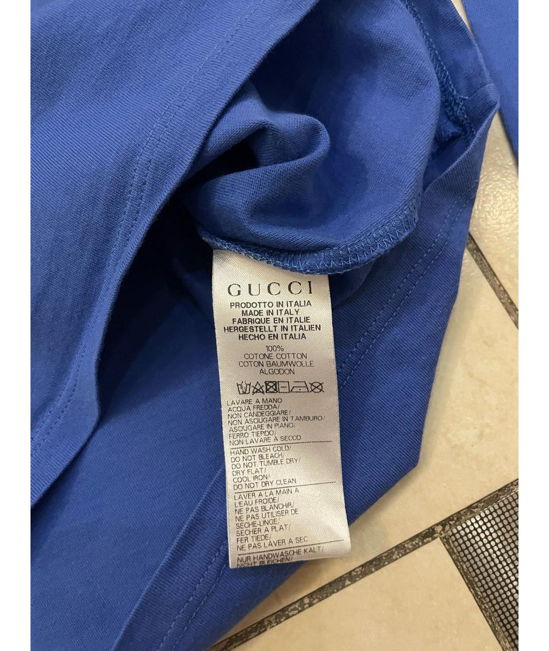 GUCCI Синяя хлопковая детская футболка, фото 4