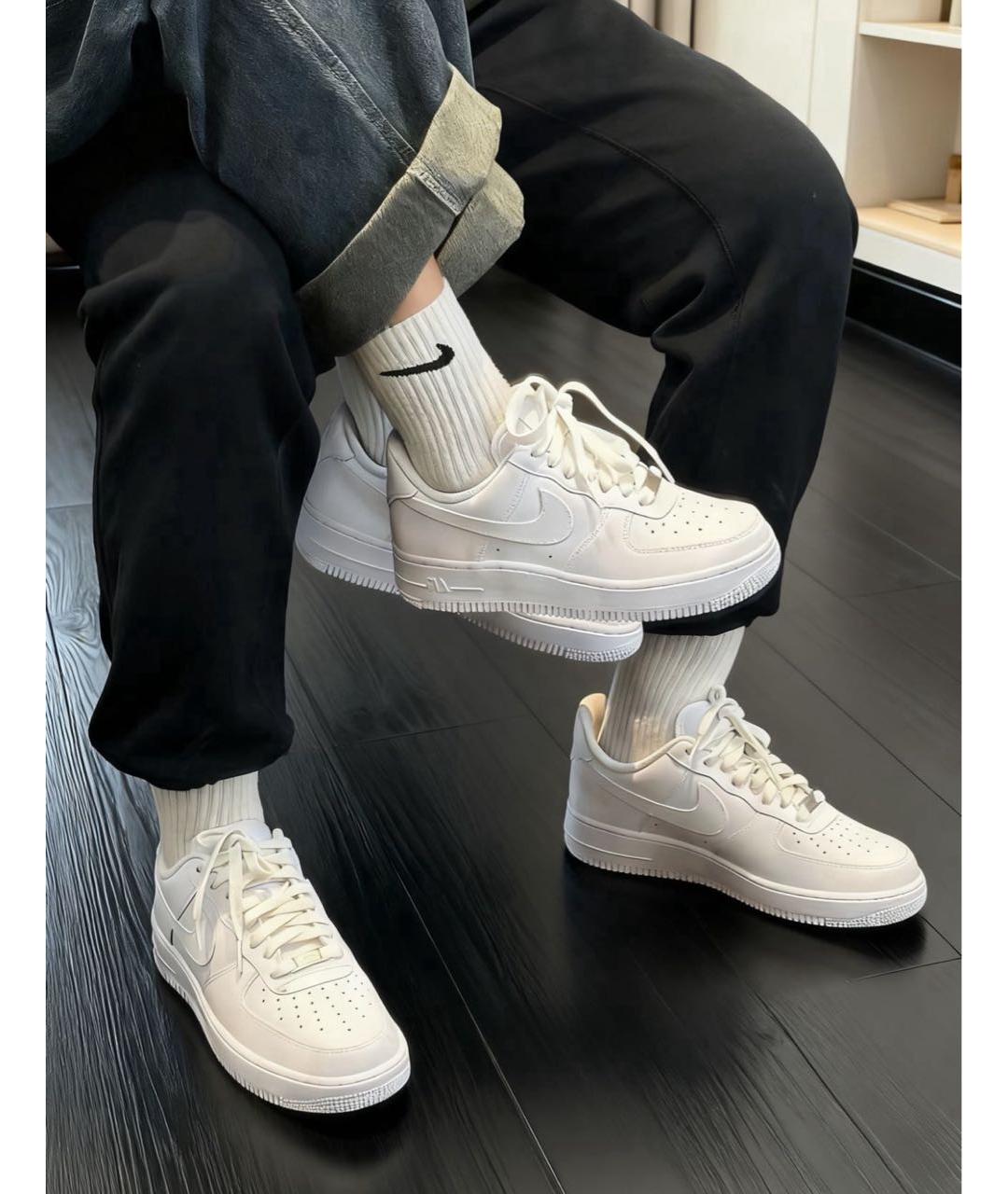 NIKE Белые кожаные низкие кроссовки / кеды, фото 8