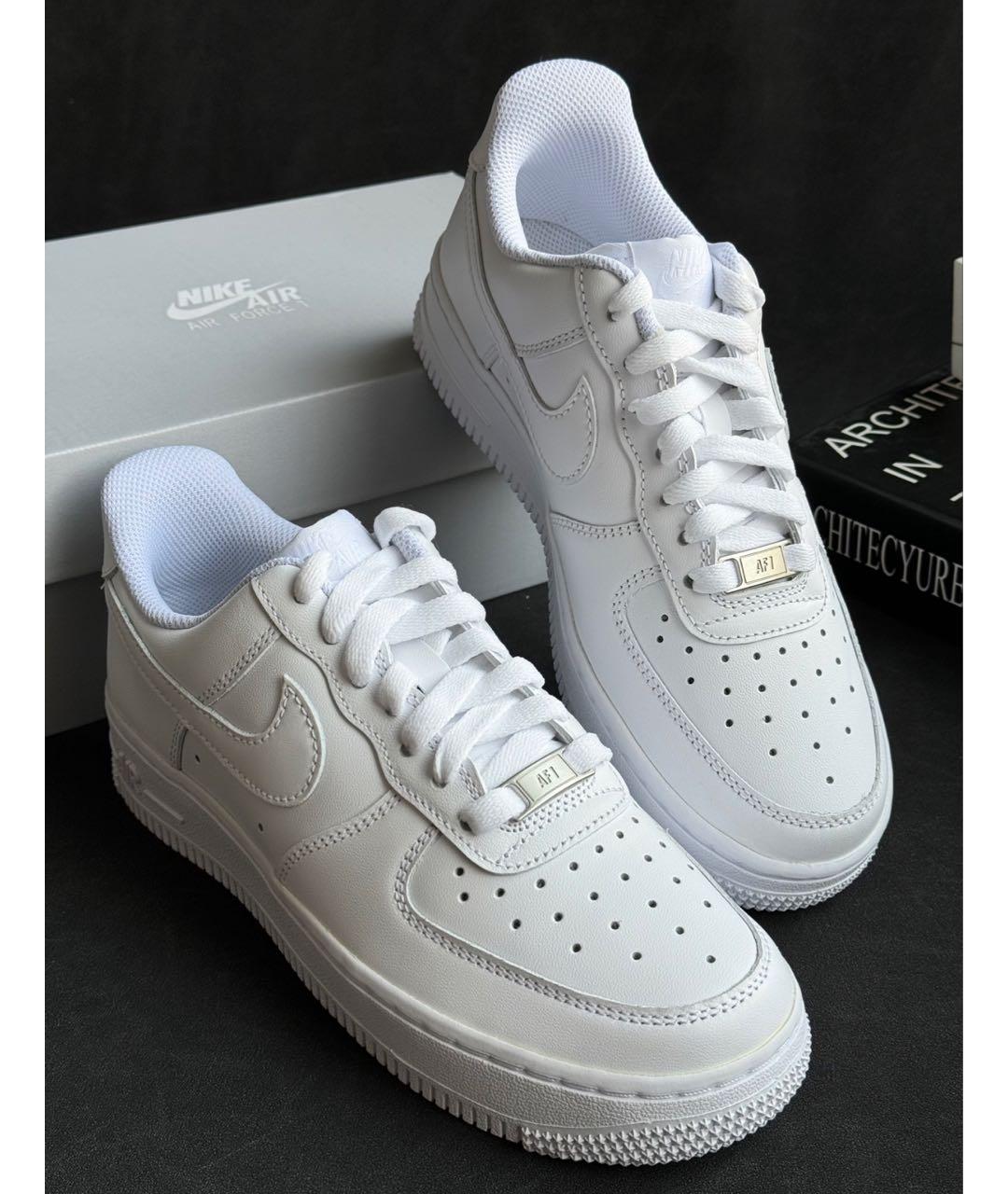 NIKE Белые кожаные низкие кроссовки / кеды, фото 7