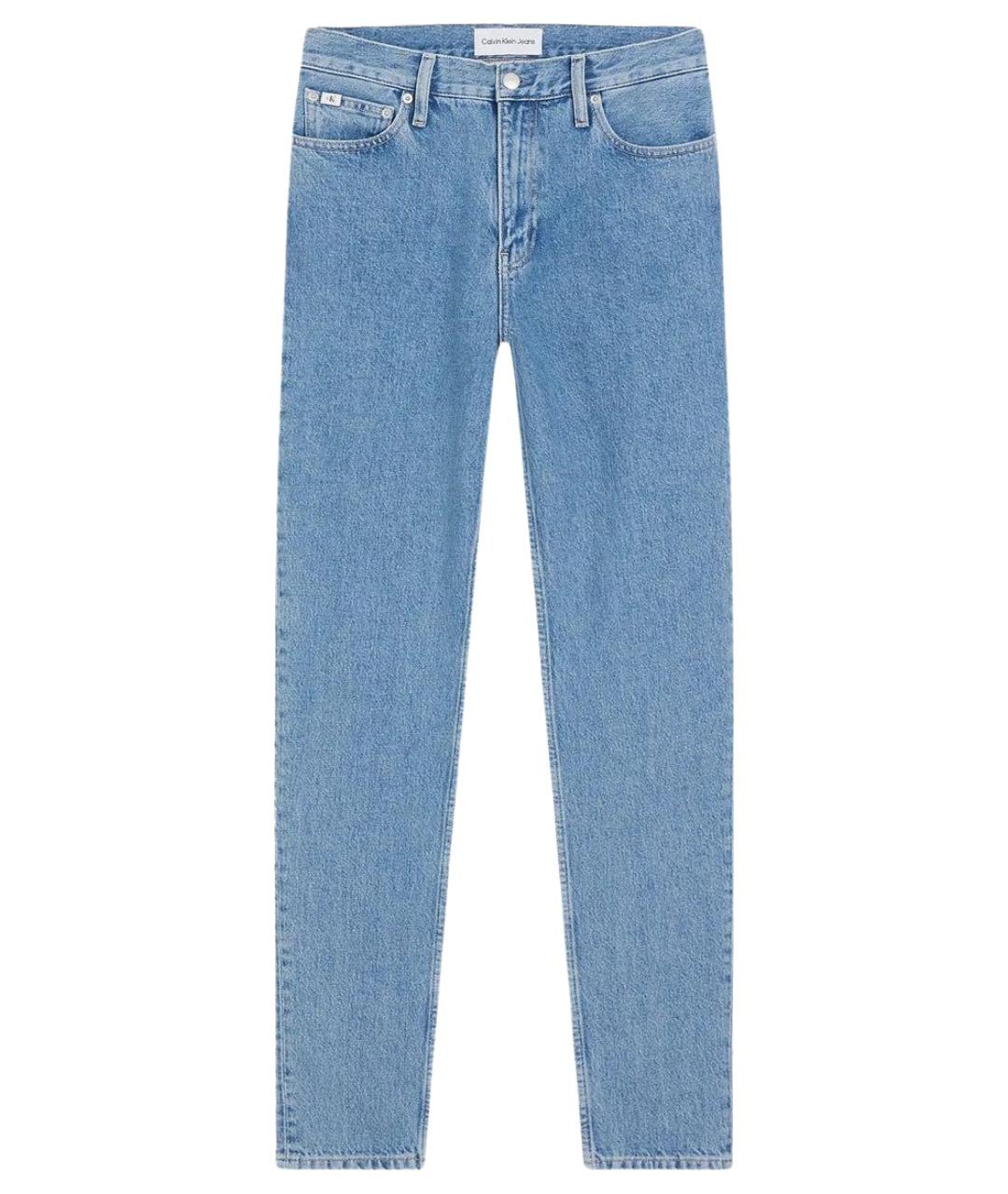 CALVIN KLEIN Голубые хлопковые джинсы слим, фото 1