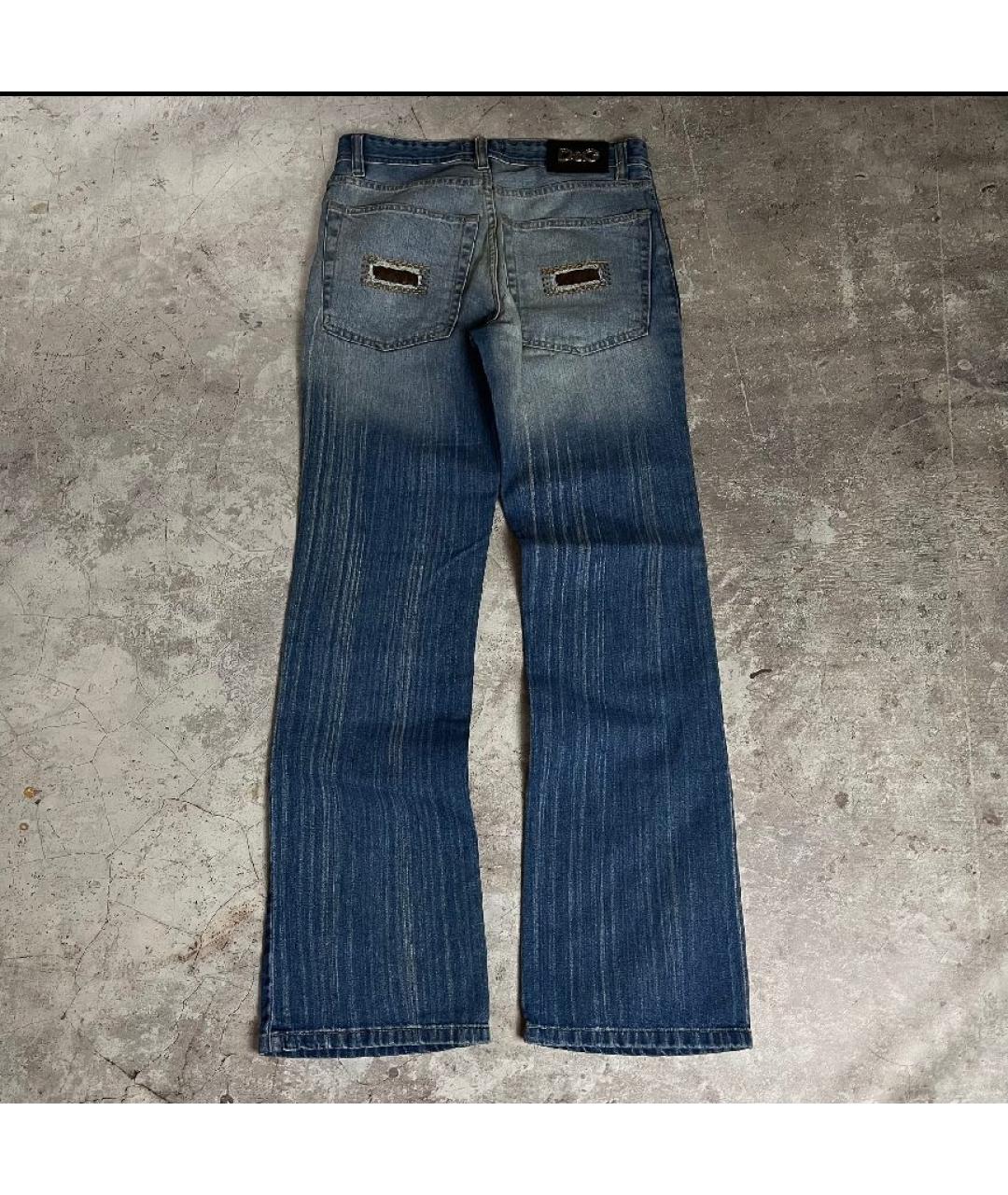 DOLCE&GABBANA Синие хлопковые прямые джинсы, фото 2