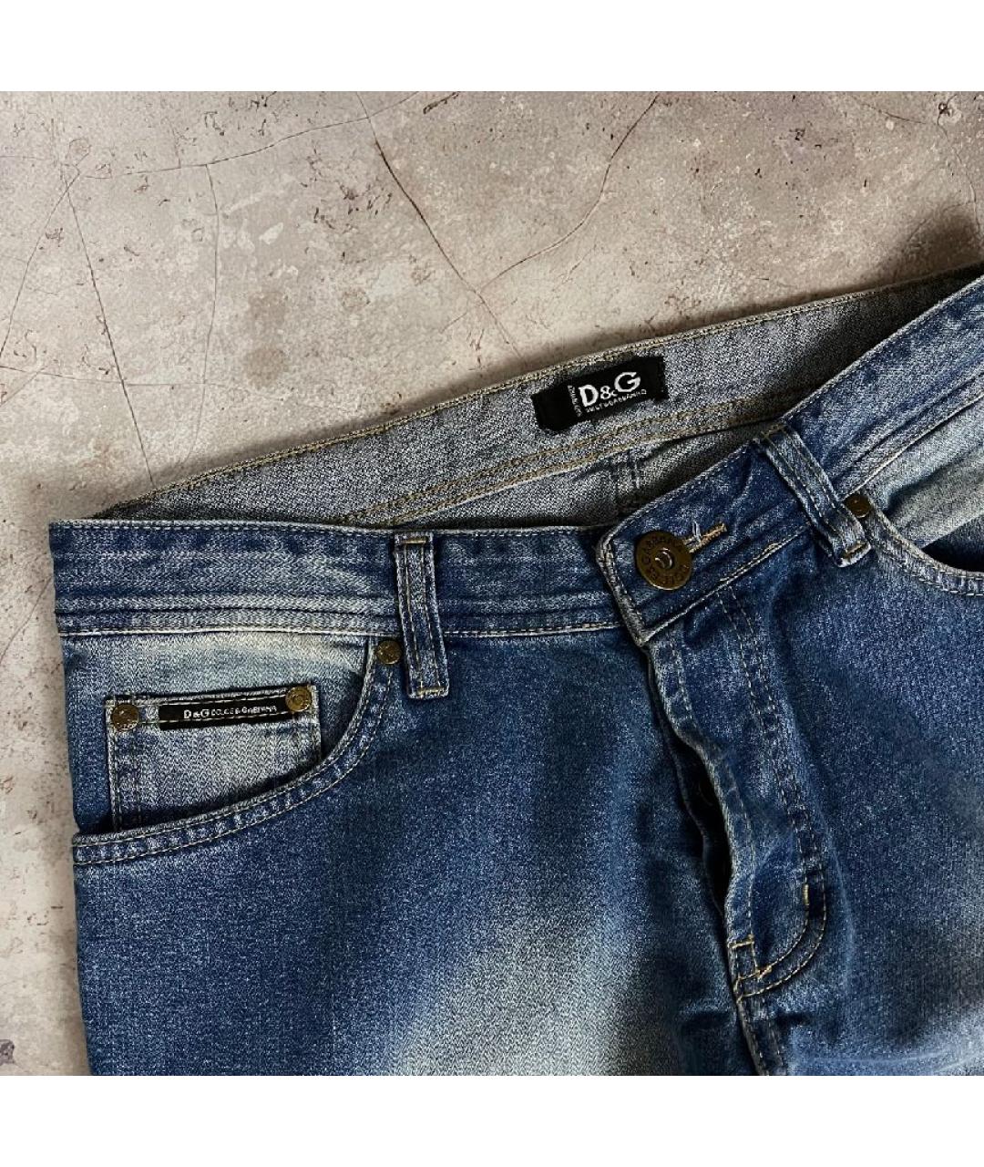 DOLCE&GABBANA Синие хлопковые прямые джинсы, фото 4