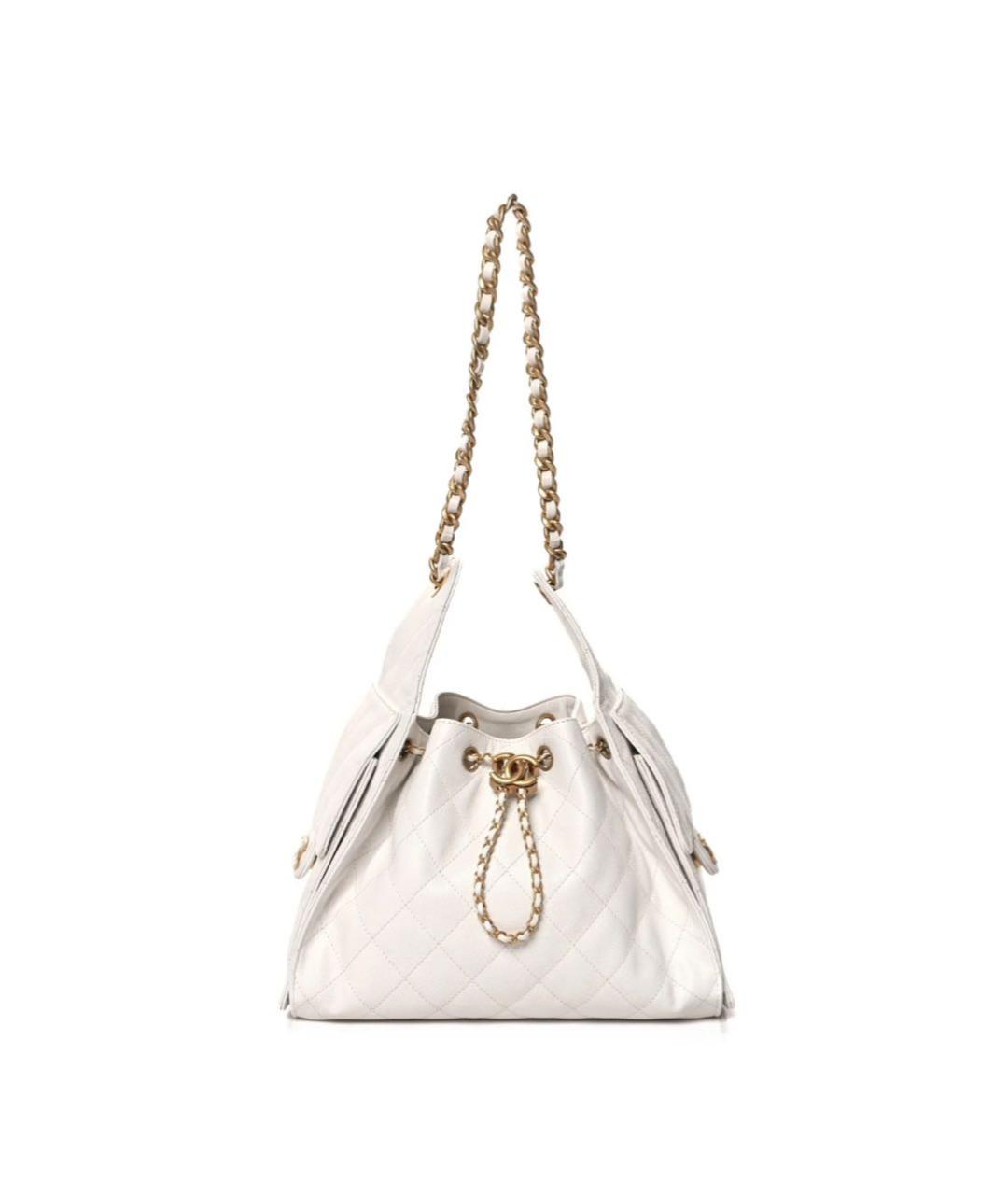 CHANEL Белая кожаная сумка тоут, фото 4