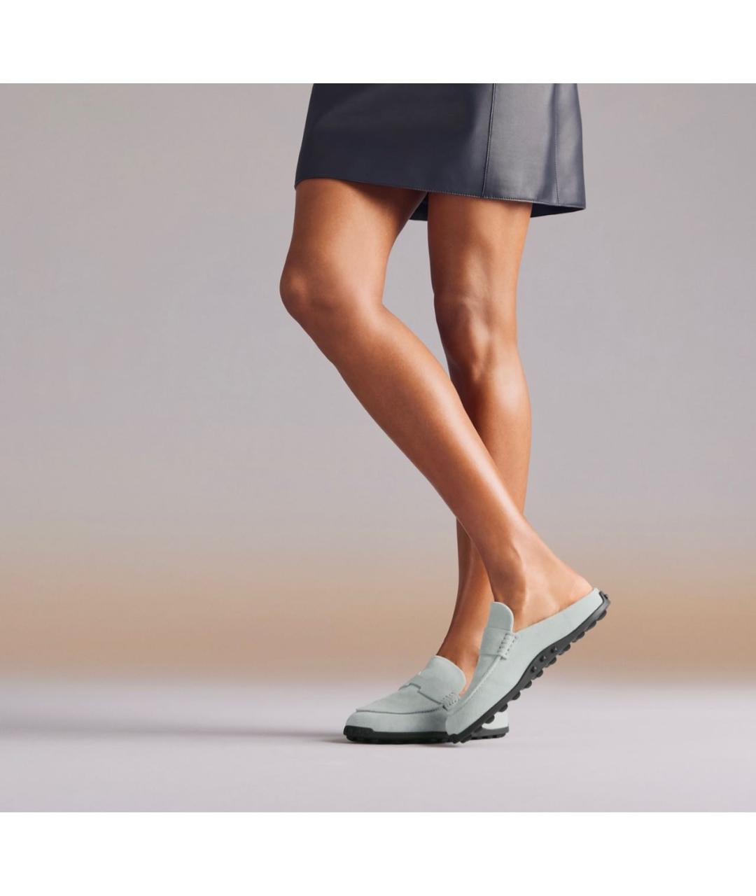 HERMES Голубые замшевые мюли, фото 5