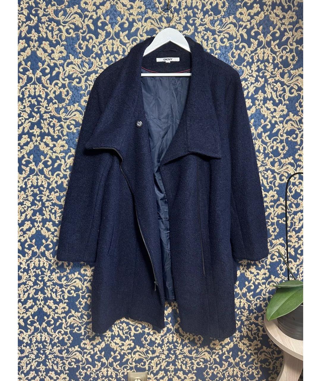DKNY Синее шерстяное пальто, фото 3