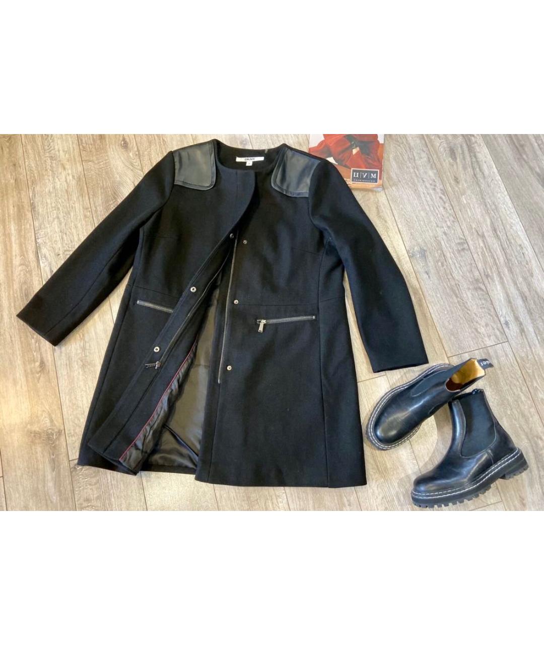 DKNY Черное шерстяное пальто, фото 5