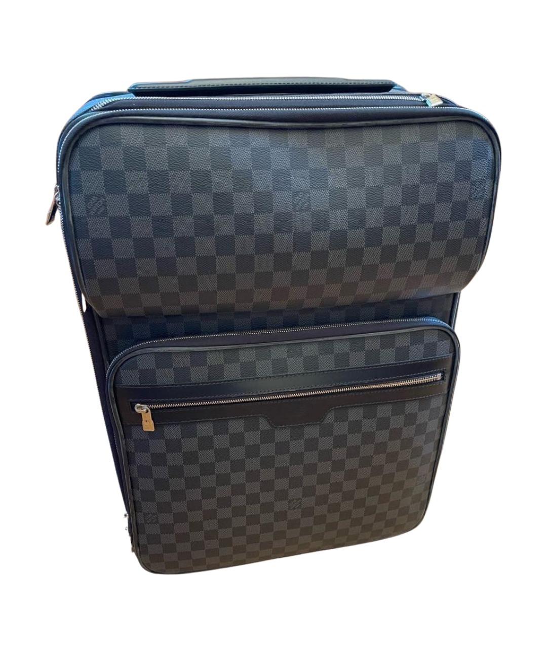 LOUIS VUITTON Антрацитовый чемодан из искусственной кожи, фото 1