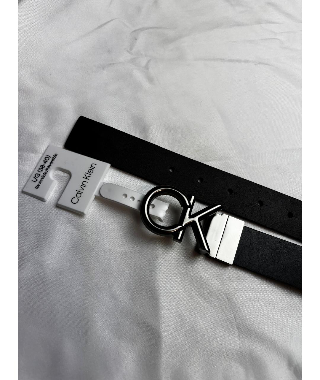 CALVIN KLEIN Черный кожаный ремень, фото 3