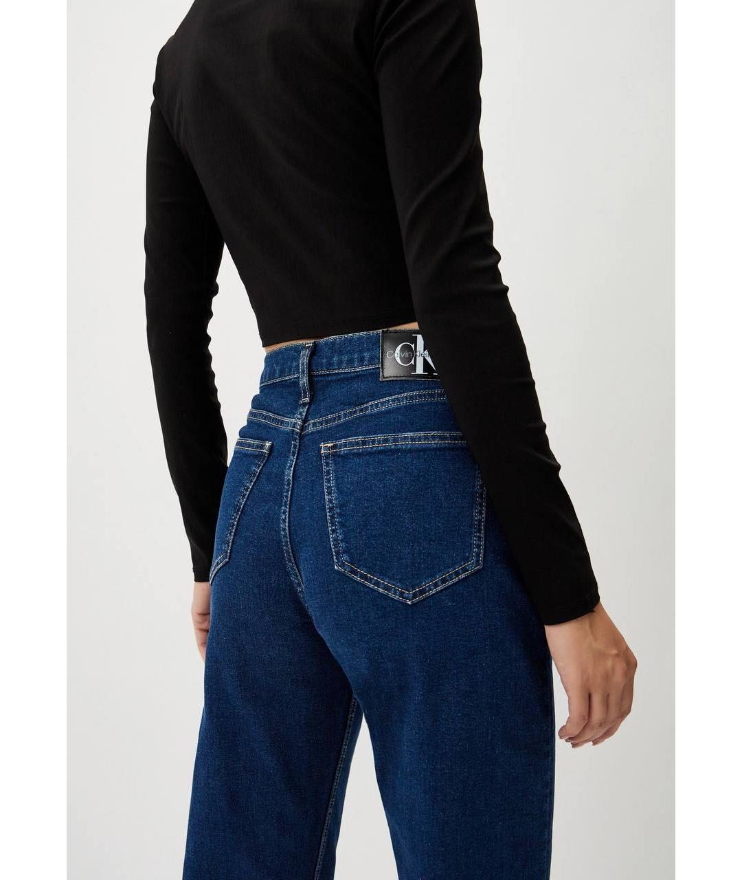 CALVIN KLEIN Темно-синие хлопковые прямые джинсы, фото 4