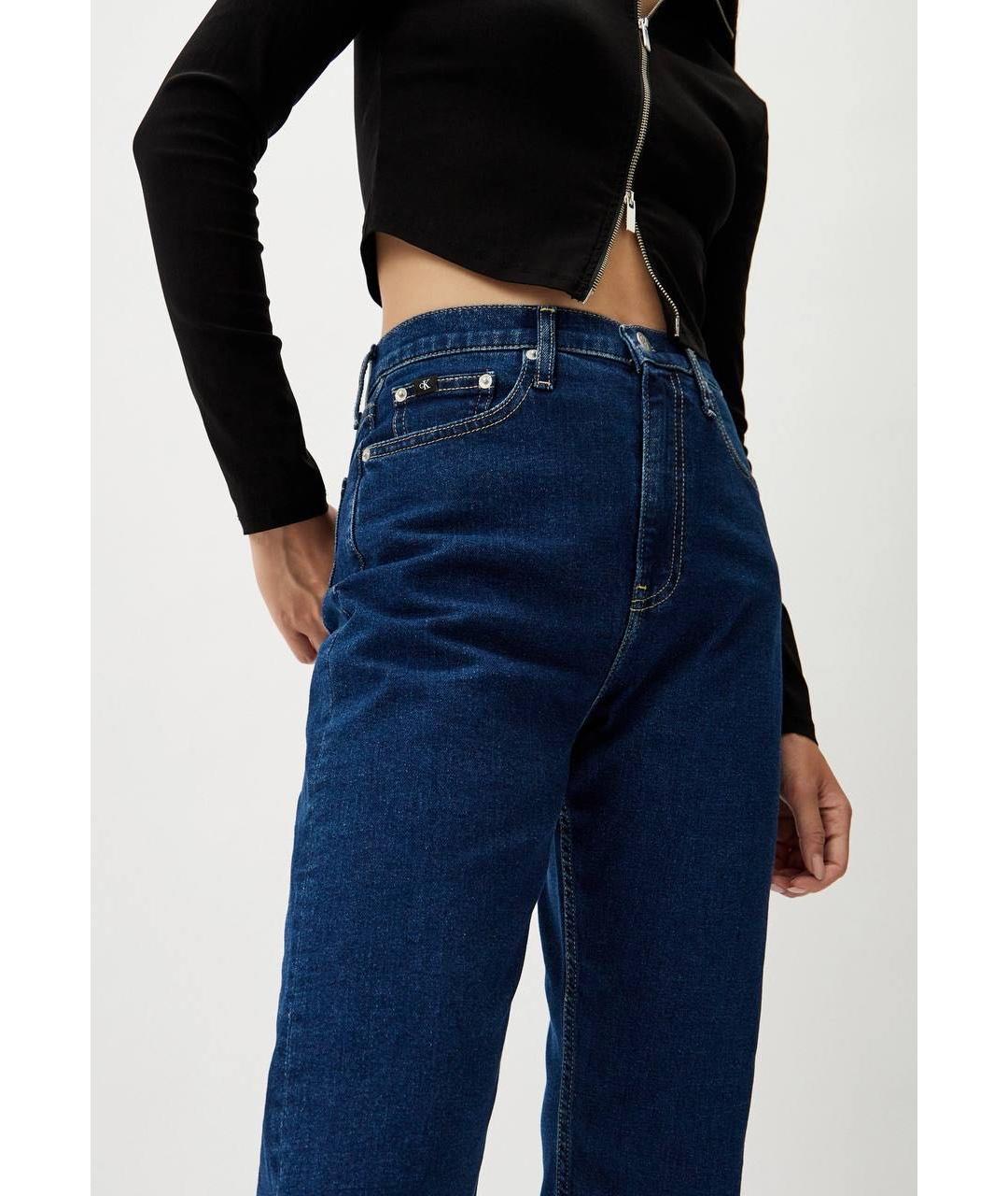 CALVIN KLEIN Темно-синие хлопковые прямые джинсы, фото 3