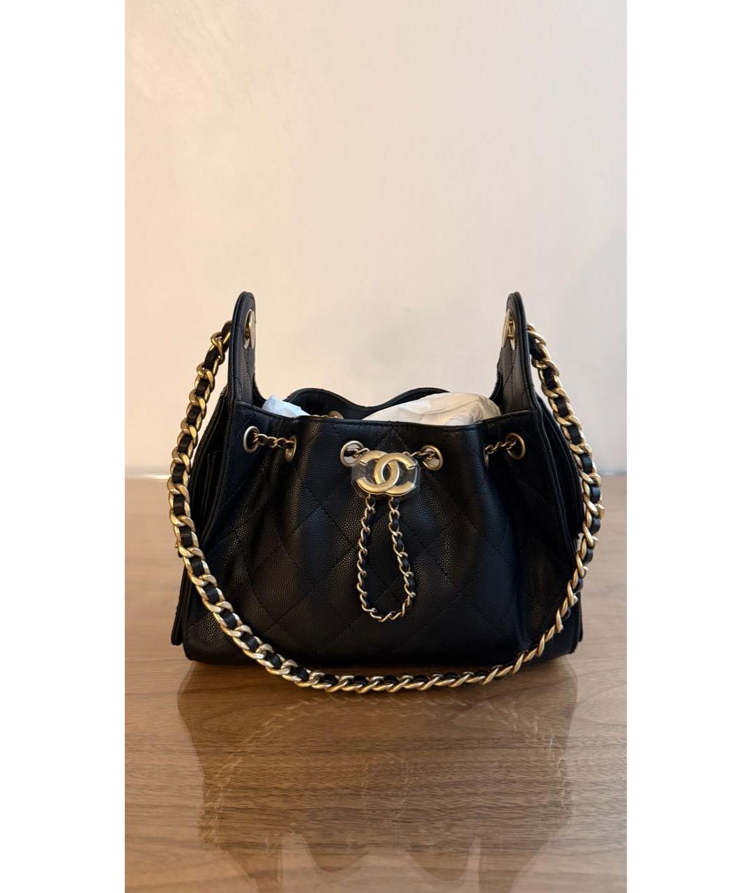 CHANEL Черная кожаная сумка тоут, фото 3