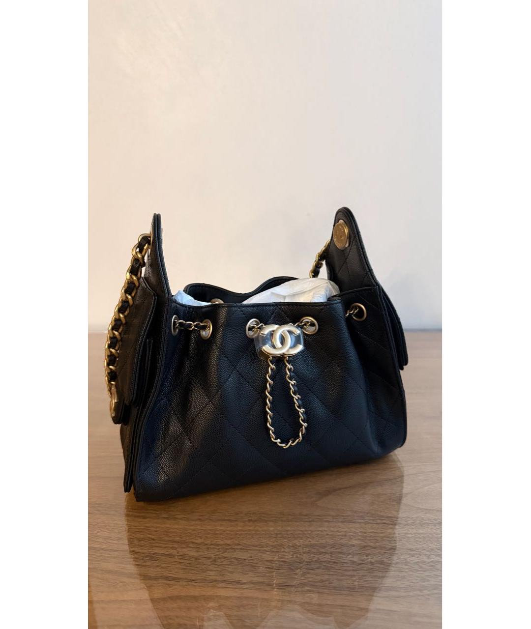 CHANEL Черная кожаная сумка тоут, фото 4