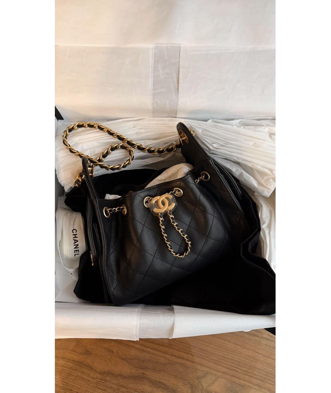 CHANEL Черная кожаная сумка тоут, фото 2