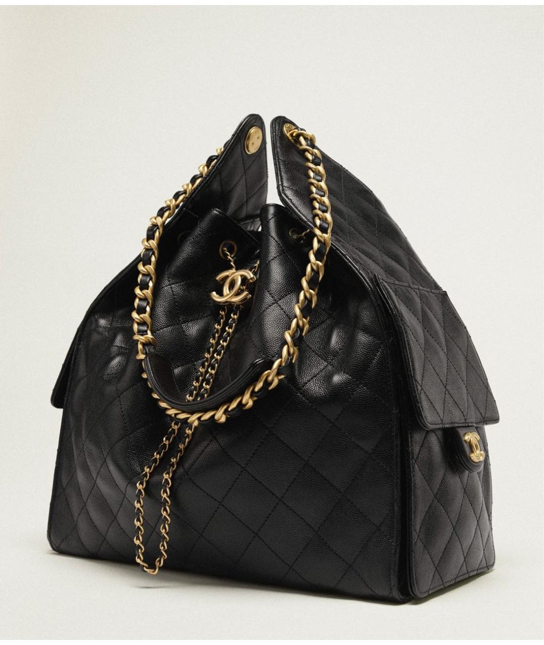 CHANEL Черная кожаная сумка тоут, фото 2