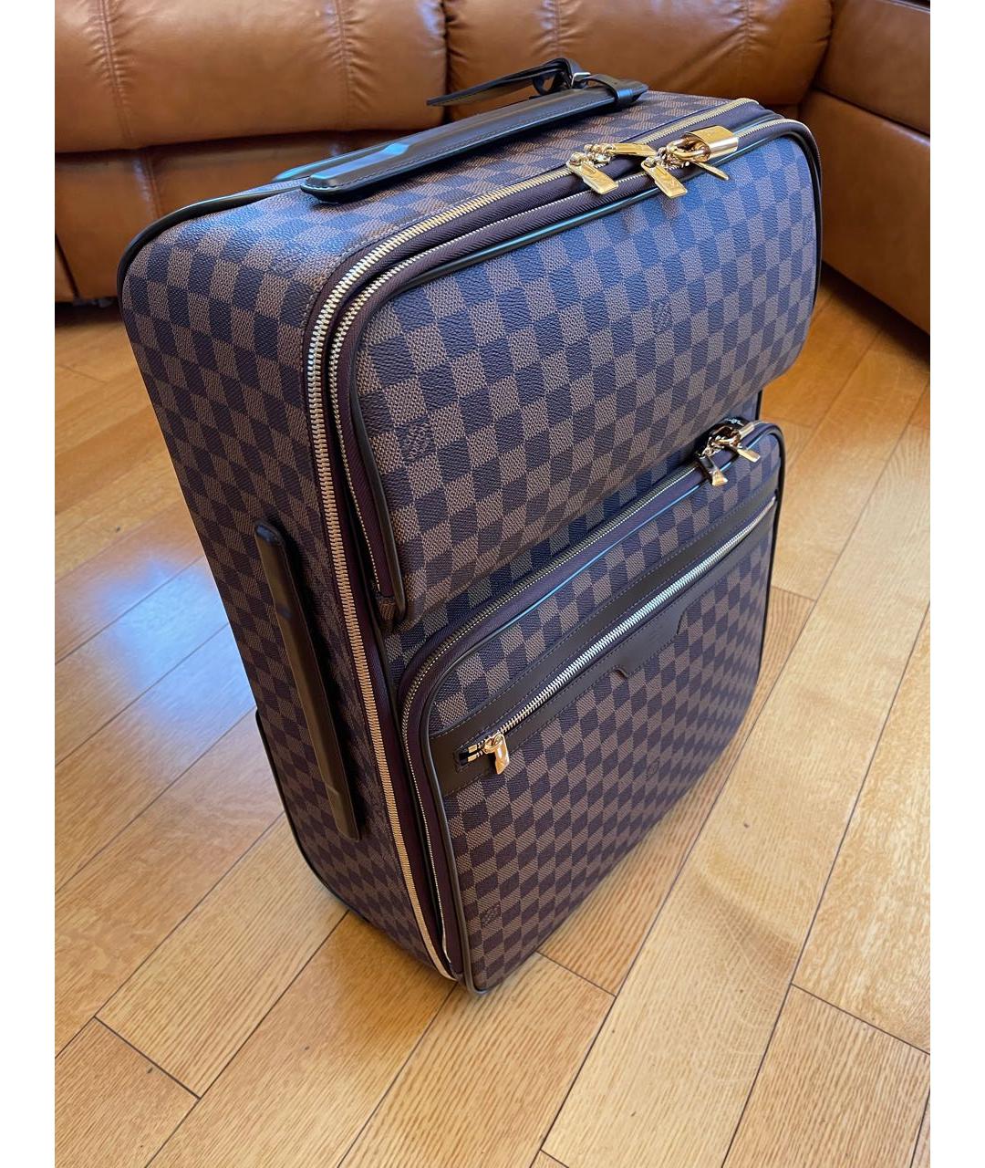 LOUIS VUITTON Коричневый чемодан из искусственной кожи, фото 2