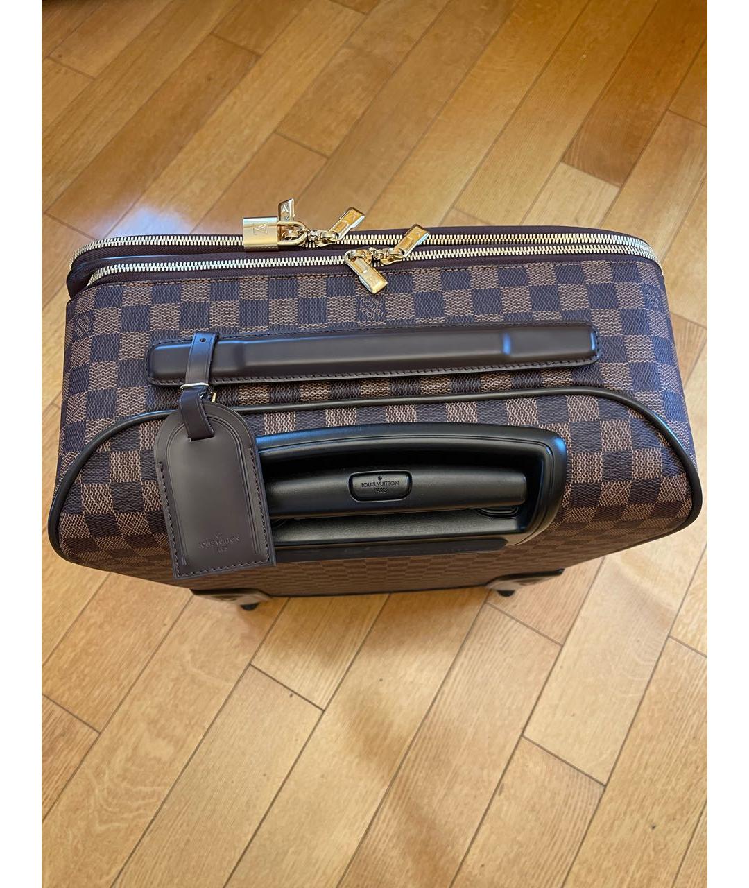 LOUIS VUITTON Коричневый чемодан из искусственной кожи, фото 7