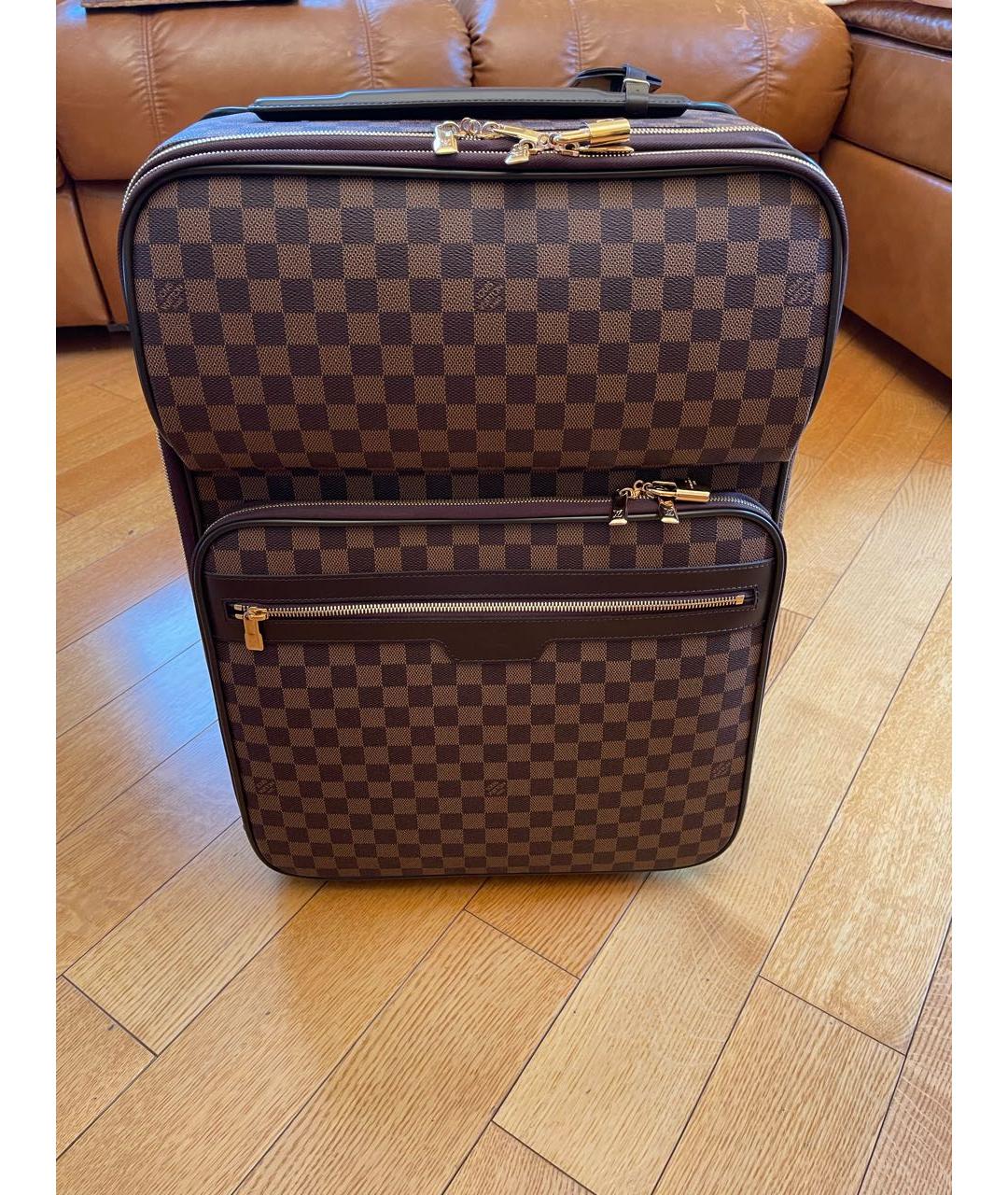 LOUIS VUITTON Коричневый чемодан из искусственной кожи, фото 9