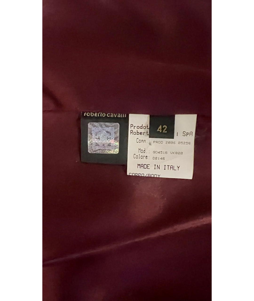ROBERTO CAVALLI Бордовое вискозное пальто, фото 5