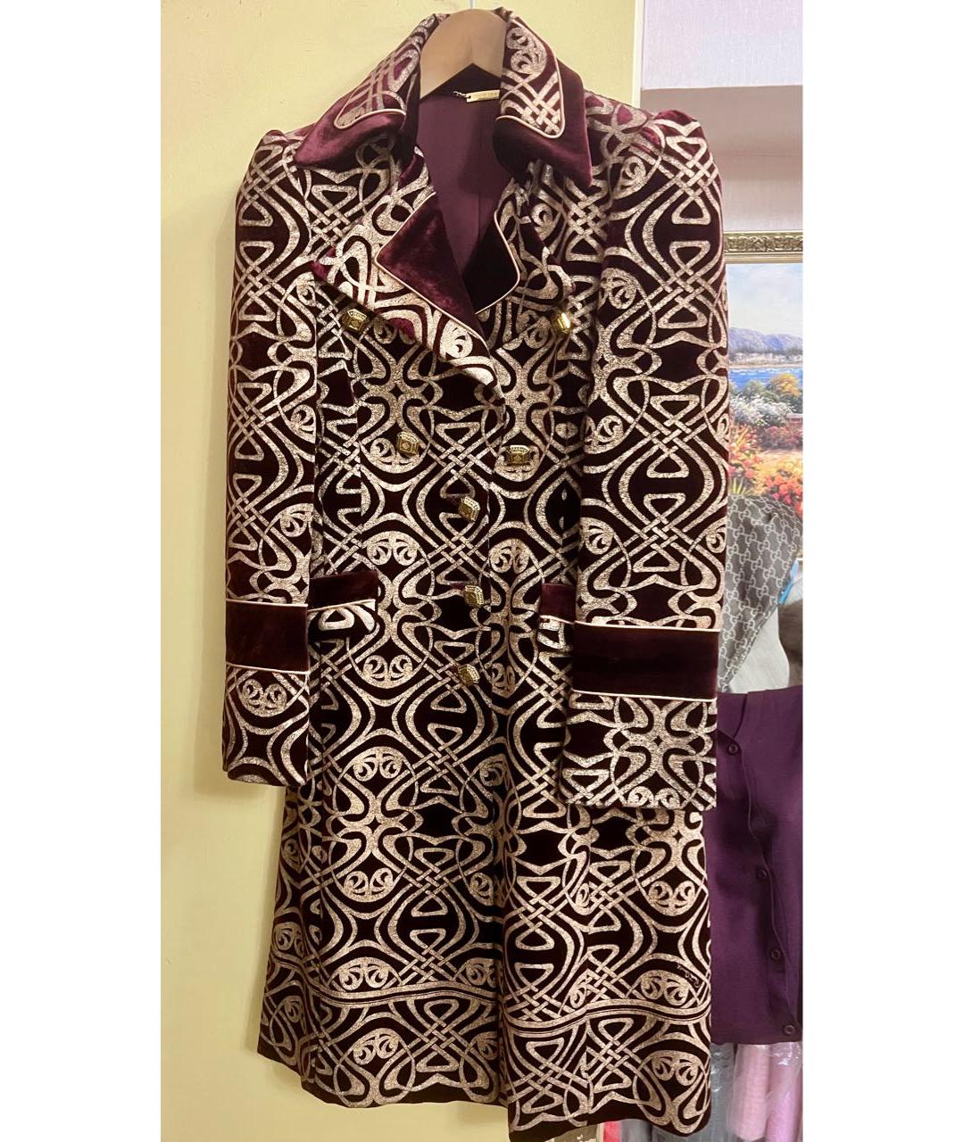 ROBERTO CAVALLI Бордовое вискозное пальто, фото 8