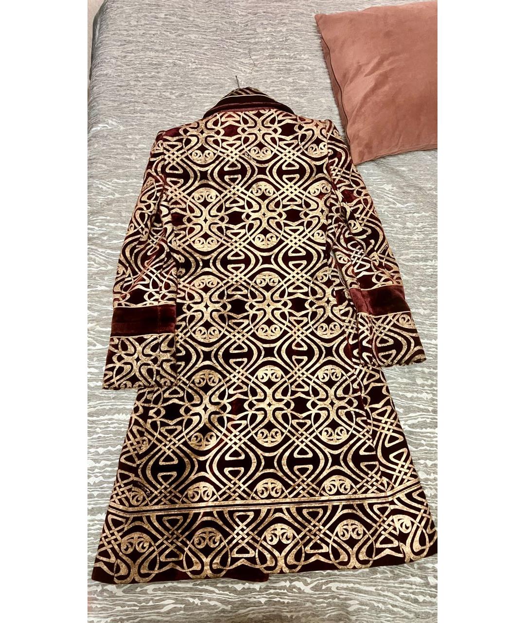 ROBERTO CAVALLI Бордовое вискозное пальто, фото 2