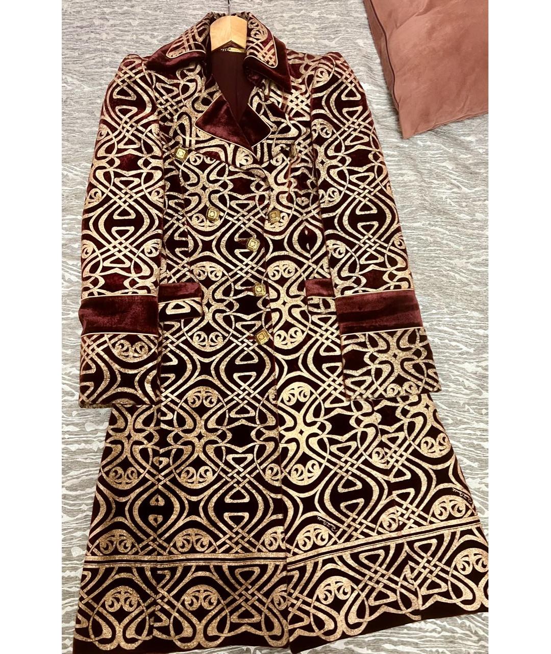 ROBERTO CAVALLI Бордовое вискозное пальто, фото 7