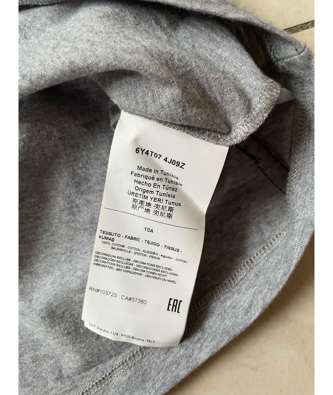 ARMANI JEANS Серая хлопковая детская футболка, фото 4