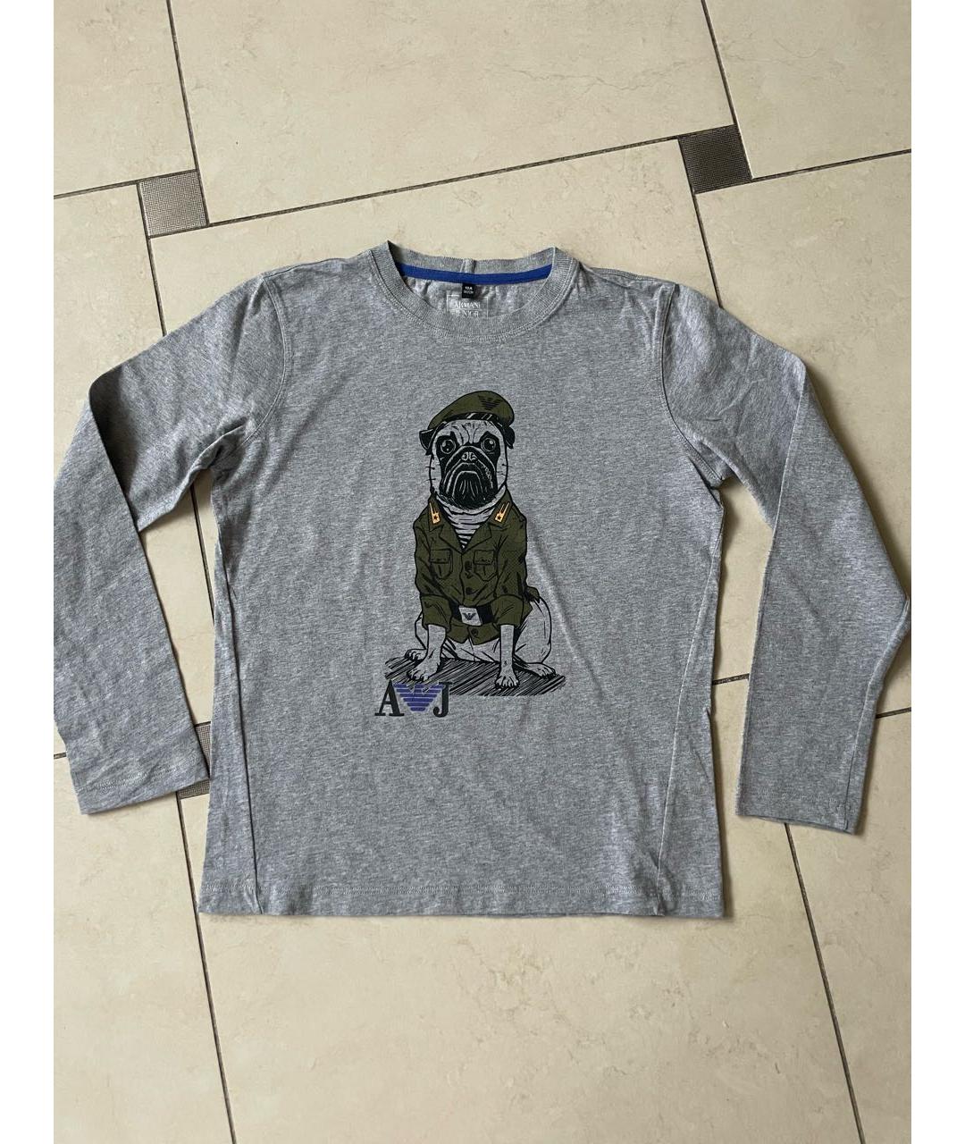 ARMANI JEANS Серая хлопковая детская футболка, фото 5