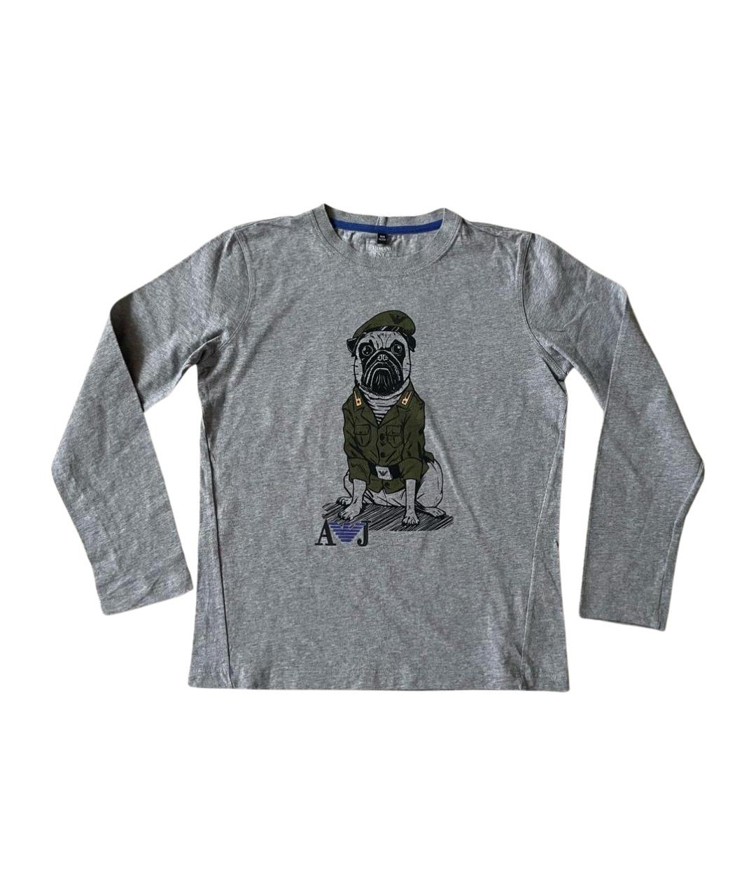 ARMANI JEANS Серая хлопковая детская футболка, фото 1