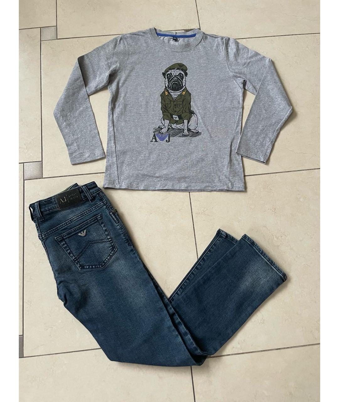 ARMANI JEANS Серая хлопковая детская футболка, фото 6