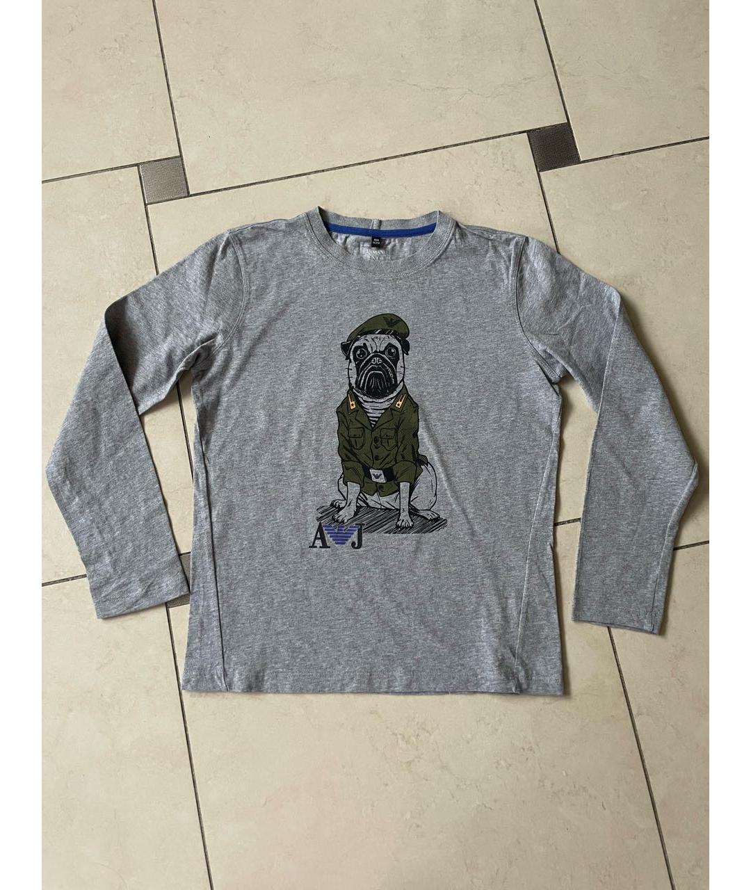 ARMANI JEANS Серая хлопковая детская футболка, фото 7