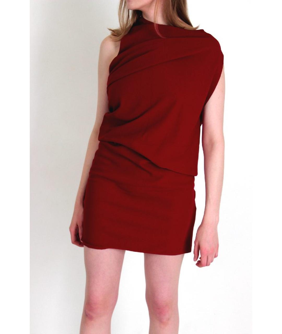 MM6 MAISON MARGIELA Бордовое полиэстеровое коктейльное платье, фото 2