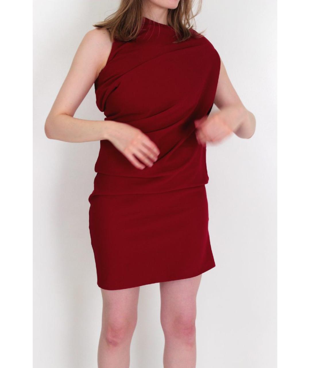 MM6 MAISON MARGIELA Бордовое полиэстеровое коктейльное платье, фото 3