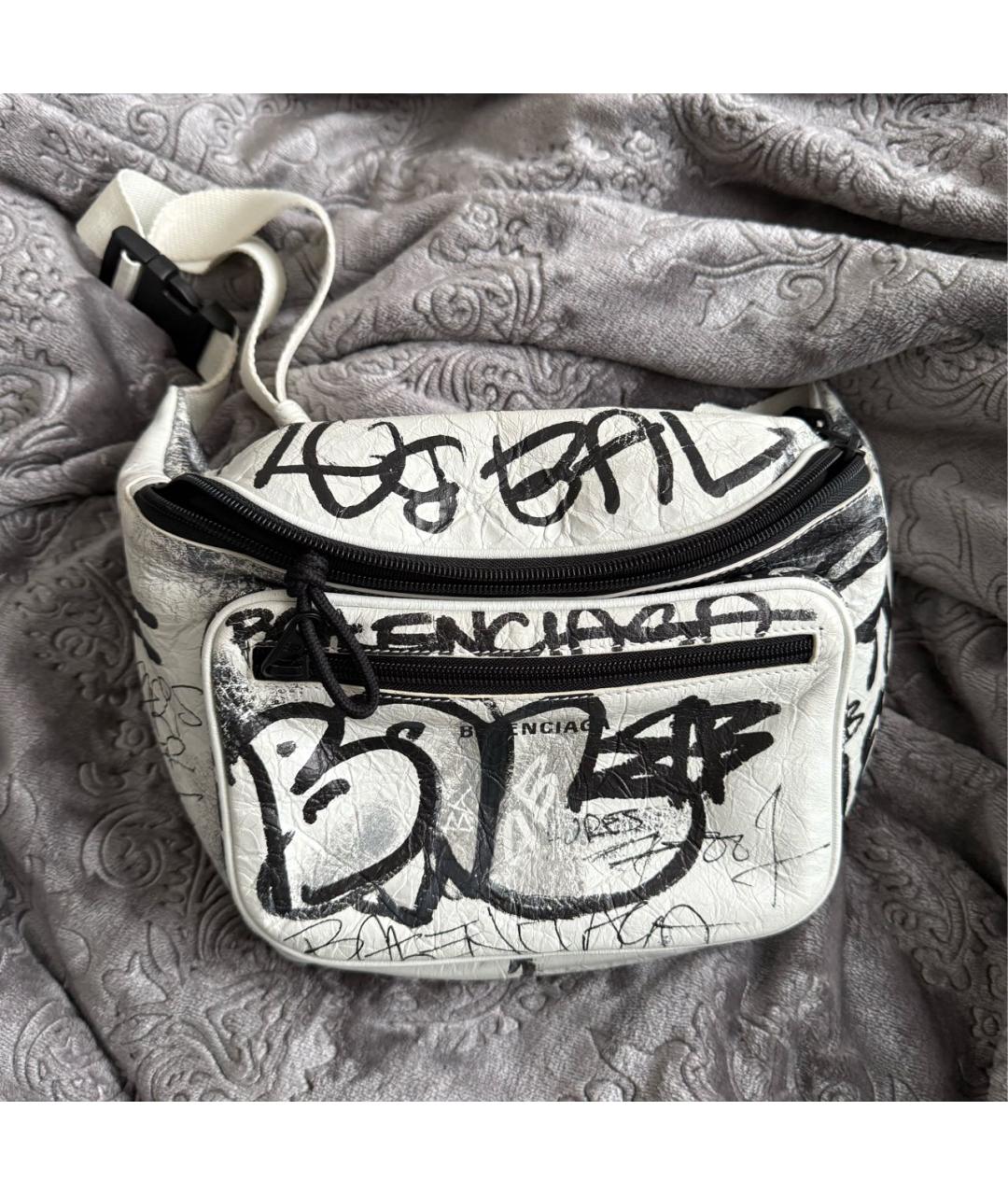BALENCIAGA Белая поясная сумка, фото 5