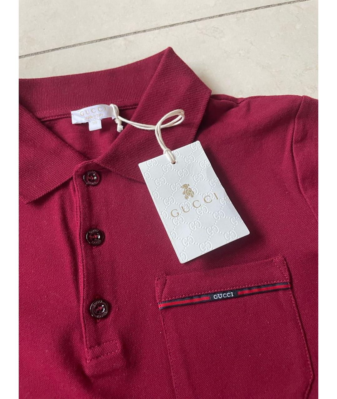 GUCCI Бордовая хлопковая детская рубашка, фото 3