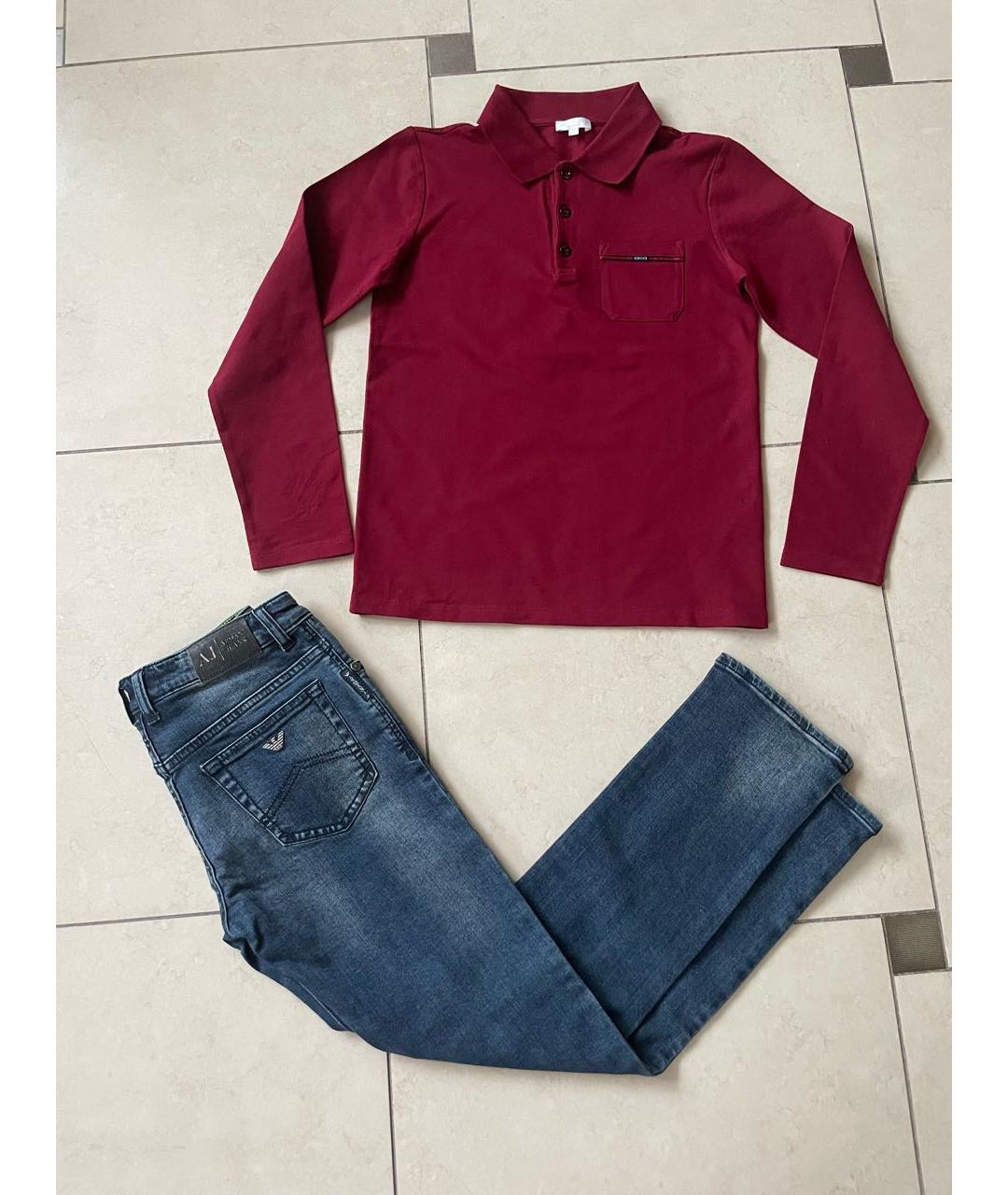 GUCCI Бордовая хлопковая детская рубашка, фото 5