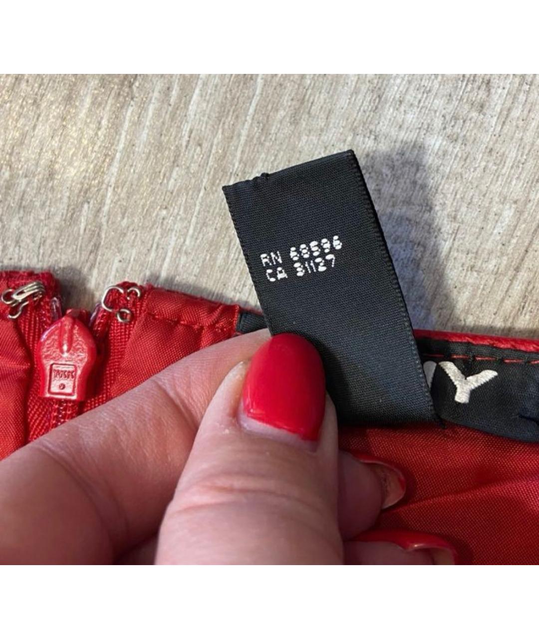 DKNY Красная кожаная юбка миди, фото 7