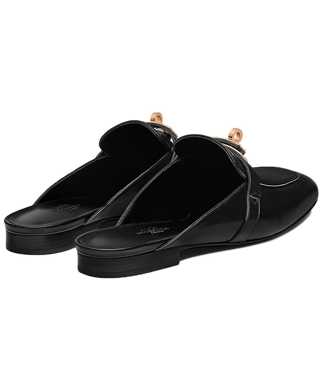 HERMES Черные кожаные мюли, фото 5