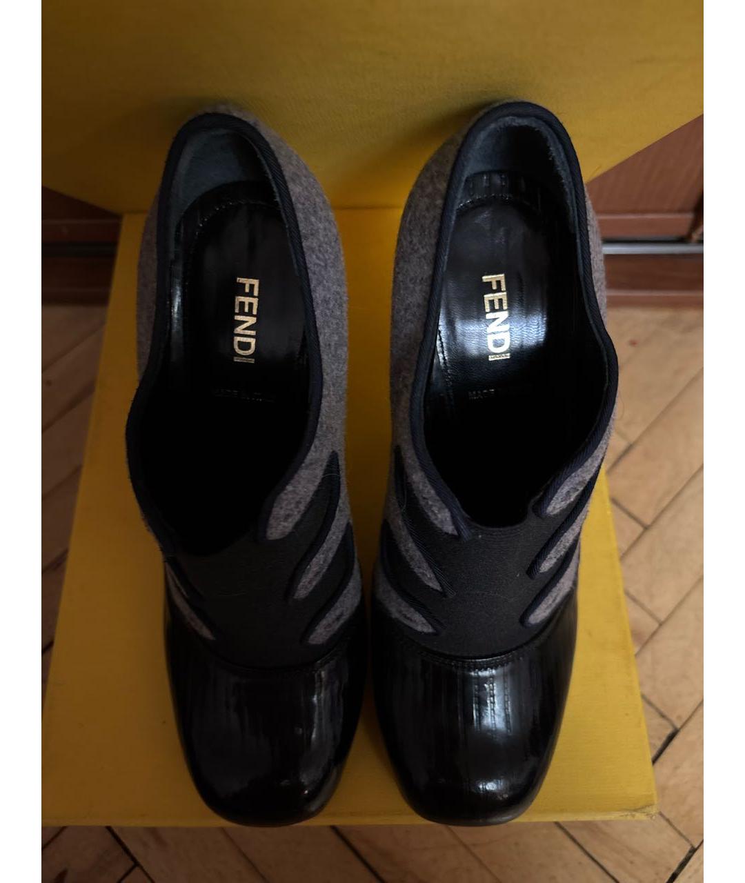 FENDI Серые кожаные ботильоны, фото 4